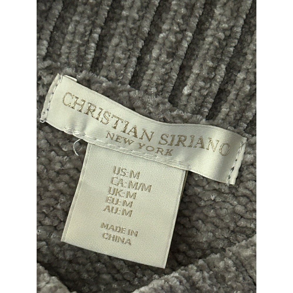 Christian Siriano New York Womens M Grey Chunky Chenille Snowflake Knit Sweater - Picture 3 of 10